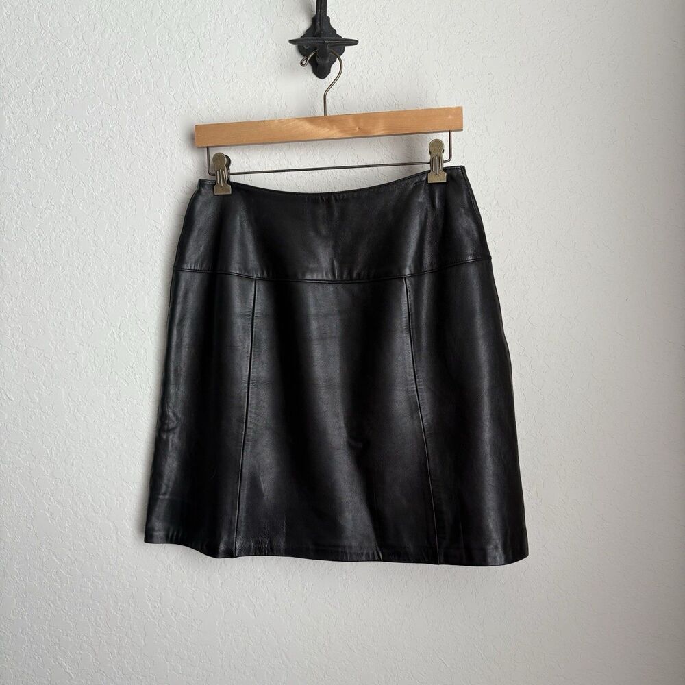 Valerie Stevens New Zealand Lambskin Black Pencil Mini Skirt EUC Size 10 Petite